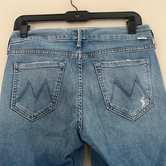 MOTHER Women's The looker Ankle Fray Blue Distressed Jeans - Picture 10 of 13